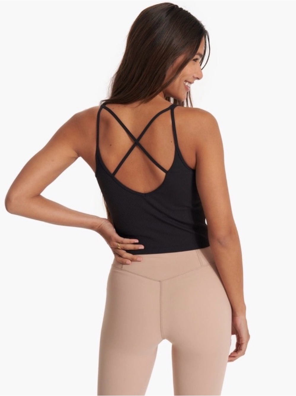 VUORI Rib Crop Tank Women's Rib Tank in Black